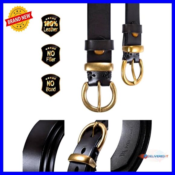 Full Grain Leather Belt for Women, Vintage Buckle, Casual Jean Belt main image 5